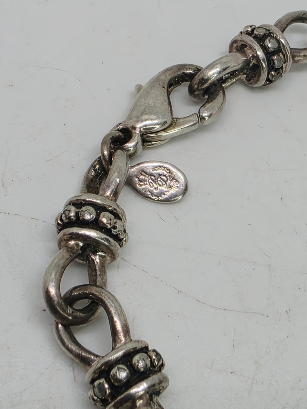Vtg Premier Designs Lauren Silver Plated Pebbled Link Chain Bracelet - Picture 2 of 4